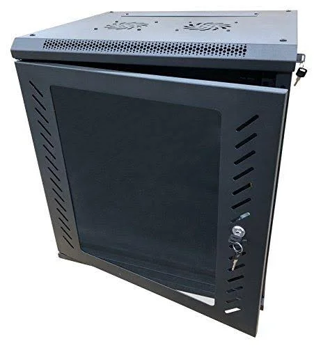 Kenuco 12U Wall Mount Rack Server Cabinet Data Network Enclosure 19-inch Server Network Rack with Locking Glass Door 16-Inches D