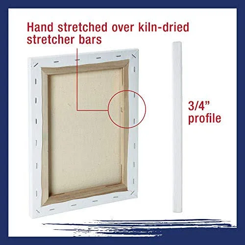 U.S. Art Supply 20 x 30 inch Stretched Canvas 12-Ounce Primed 3-Pack - Professional White Blank 3/4 inch Profile Heavy-Weight Ge