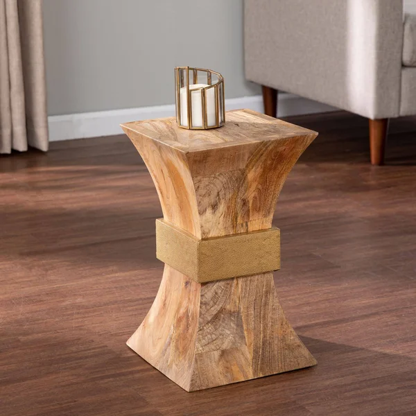 17.75x22 Brown and Bronze Contemporary Square Accent Side Table