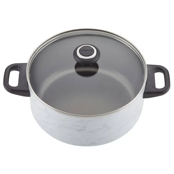 Farberware Designs Nonstick Cookware Set, 15 Piece, White Marble