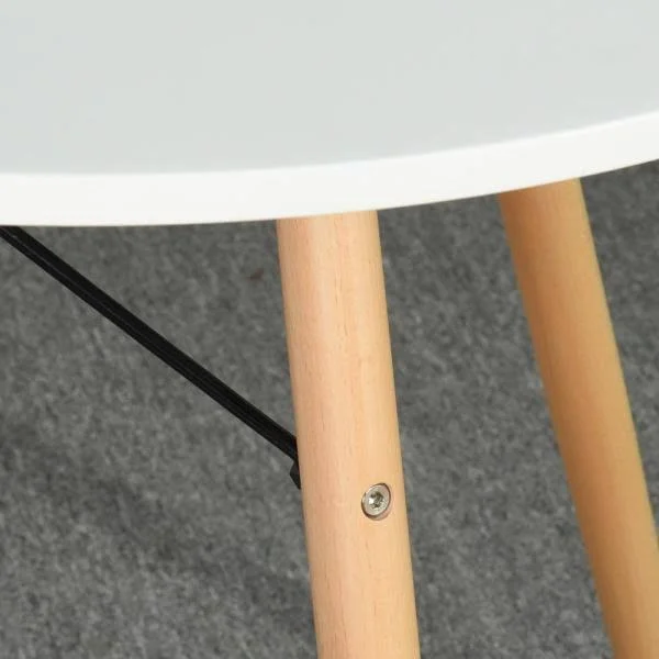 Furniturer Chad White Top Beech Legs Round Dining Table, White Beech