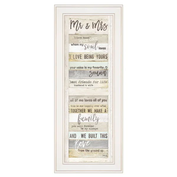 Mr and Mrs by Marla Rae - Ready to Hang Framed Print, White Frame