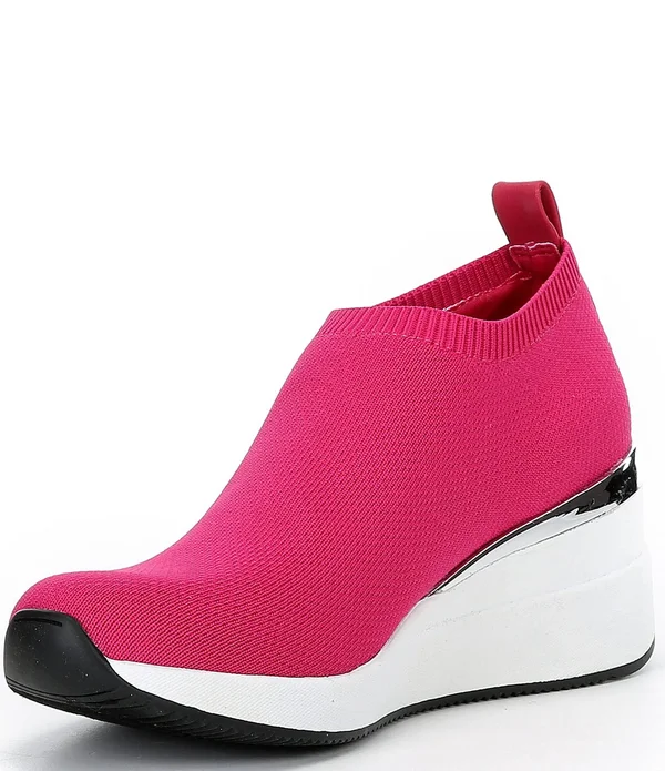 Dkny Parks Knit Wedge Sneakers - Womens, 10M, Jungle Fuchsia