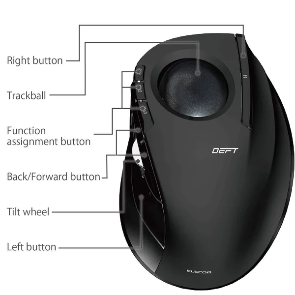 Elecom M-DT2DRBK Wireless Index Finger Trackball Mouse, EX-G Series L Size 8