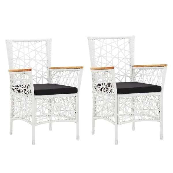 vidaXL Outdoor Chairs 2 Pcs with Cushions Poly Rattan White, 45999