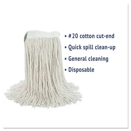 Rubbermaid Swinger Loop Wet Mop Heads, Cotton/Synthetic, White, Small, 6/Carton