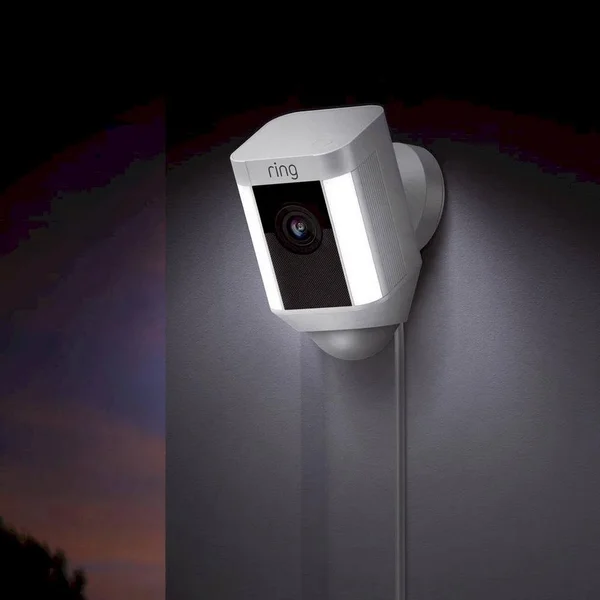 Ring Spotlight Cam Wired Outdoor Rectangle Security Camera, White (3-Pack)