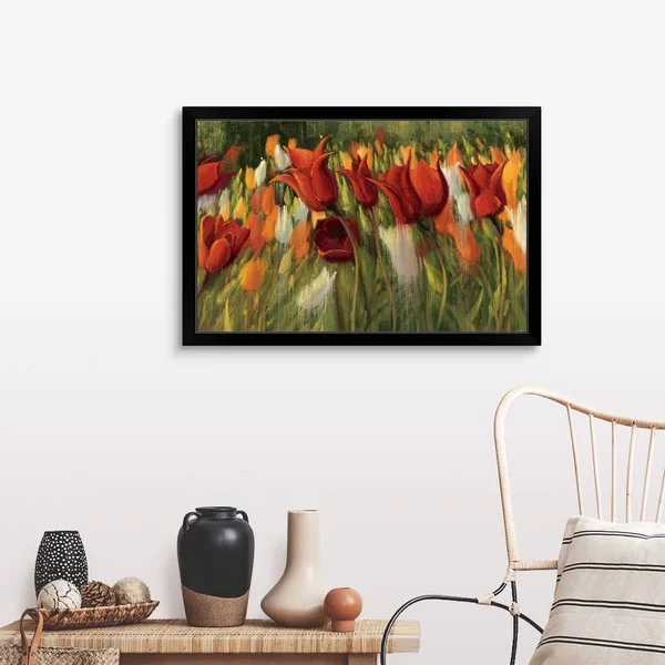 Tipsy Tulips, Black Framed Wall Art, 36x24, Great Big Canvas